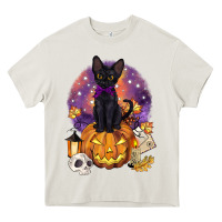 Halloween Black Cat Pumpkin Heavy Core Tee | Teevron