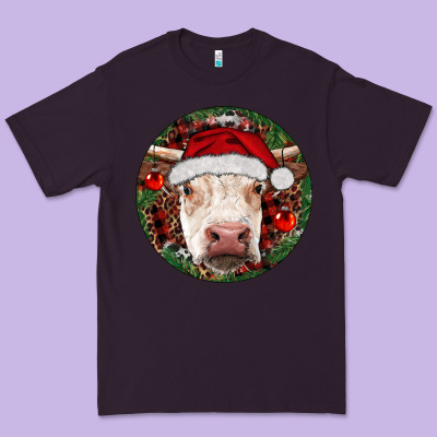Hereford Cow Christmas Premium Tee Designed By Ranaportraitstore
