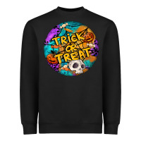 Black Trick Or Treat Hallowen Round Heavyweight Sweatshirt - LillyAllenDesigns
