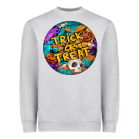 Heather Grey Trick Or Treat Hallowen Round Heavyweight Sweatshirt - LillyAllenDesigns