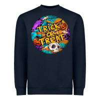 Navy Trick Or Treat Hallowen Round Heavyweight Sweatshirt - LillyAllenDesigns