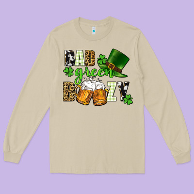 Bad Green Boozy St. Patrick's Day Long Sleeve Tee Designed By Cowgirlartshop