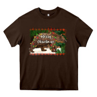 Chocolate Brown merry christmas bear Heavy Core Tee - BarkalooDesign