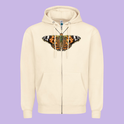 Painted Lady Zipper Hoodie Designed By Lillyallendesigns