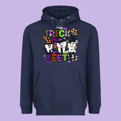 Trick Or Teeth Heavyweight Hoodie Designed By Barkaloodesign