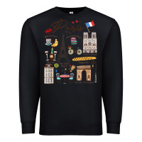 Black paris bonjour eiffel tower paris lover paris traveling vacay Premium Sweatshirt - trangStudio