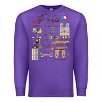 Purple paris bonjour eiffel tower paris lover paris traveling vacay Premium Sweatshirt - trangStudio