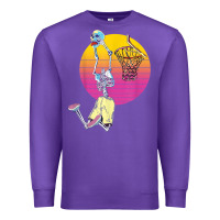 Purple basketball player halloween pumpkin skeletons kids boys Premium Sweatshirt - trangStudio