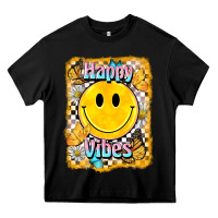 Black happy vibes smiley face Heavy Core Tee - BarkalooDesign