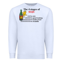 White the 4 stages of soju i'm rich i'm good looking t shirt Premium Sweatshirt - DesignPulse