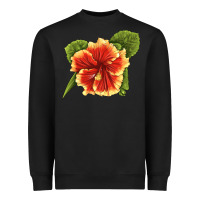 Black Hawaiian Hibiscus Flower Illustrations Heavyweight Sweatshirt - LillyAllenDesigns