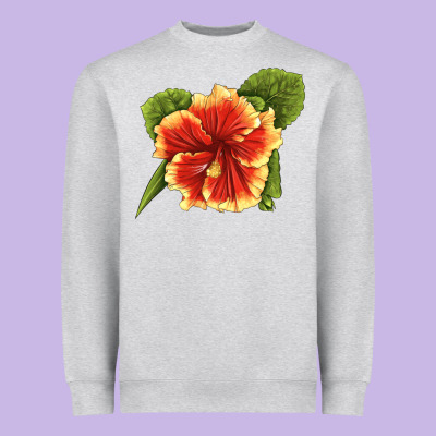 Hawaiian Hibiscus Flower Illustrations Heavyweight Sweatshirt Designed By Lillyallendesigns