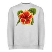 Heather Grey Hawaiian Hibiscus Flower Illustrations Heavyweight Sweatshirt - LillyAllenDesigns