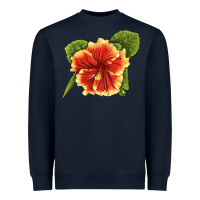 Navy Hawaiian Hibiscus Flower Illustrations Heavyweight Sweatshirt - LillyAllenDesigns