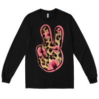 Black Floral Leopard Peace Sign Long Sleeve Tee - Jasminsmagicworld