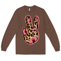 Chestnut Floral Leopard Peace Sign Long Sleeve Tee - Jasminsmagicworld