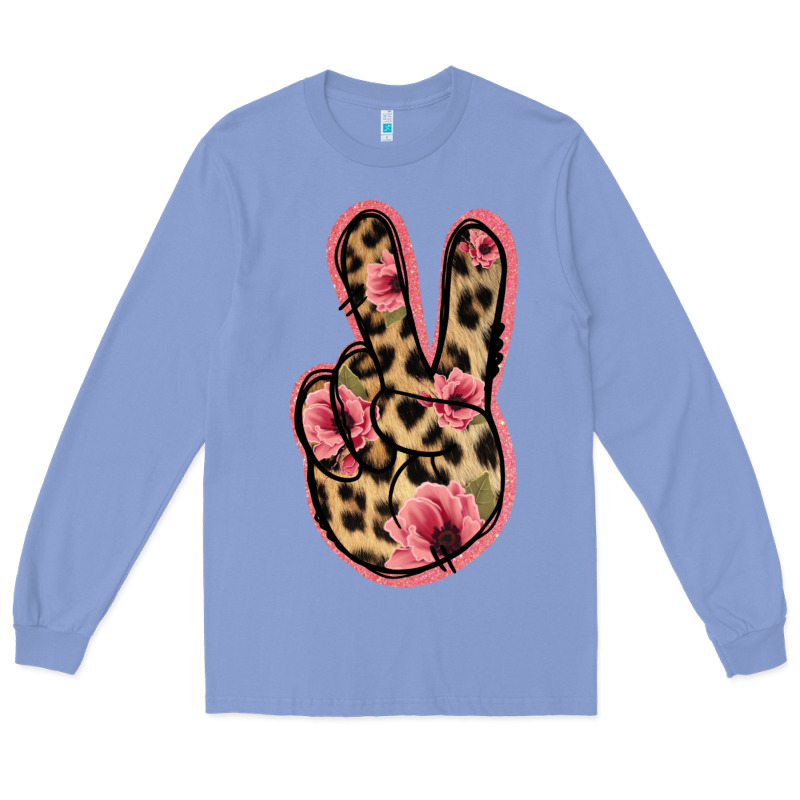Floral Leopard Peace Sign Long Sleeve Tee by Jasminsmagicworld | Teevron