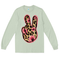 Matcha Floral Leopard Peace Sign Long Sleeve Tee - Jasminsmagicworld