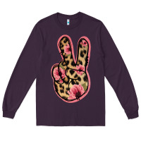 Plum Floral Leopard Peace Sign Long Sleeve Tee - Jasminsmagicworld