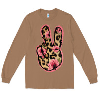 Toasted Coconut Floral Leopard Peace Sign Long Sleeve Tee - Jasminsmagicworld