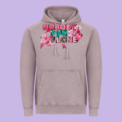 Nobody Fights Alone Cancer Awareness Vintage Hoodie Designed By Cowgirlartshop