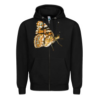 Black Painted Lady Butterfly Zipper Hoodie - LillyAllenDesigns