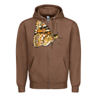 Chestnut Painted Lady Butterfly Zipper Hoodie - LillyAllenDesigns