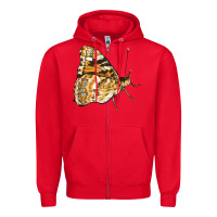 Red Painted Lady Butterfly Zipper Hoodie - LillyAllenDesigns