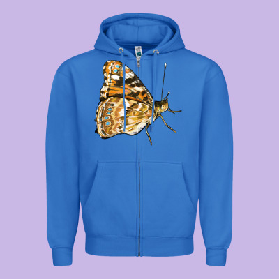 Painted Lady Butterfly Zipper Hoodie Designed By Lillyallendesigns