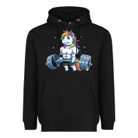 Black Unicorn Weightlifting T Fitness Gym Deadlift Rainbow Gifts Party Men W Heavyweight Hoodie - trangStudio