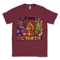 Burgundy Happy Hallothanksmas Classic Tee - texasbilliewilder