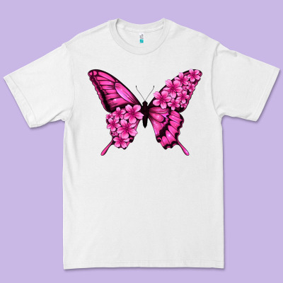 Floral Pink Butterfly Premium Tee Designed By Jasminsmagicworld