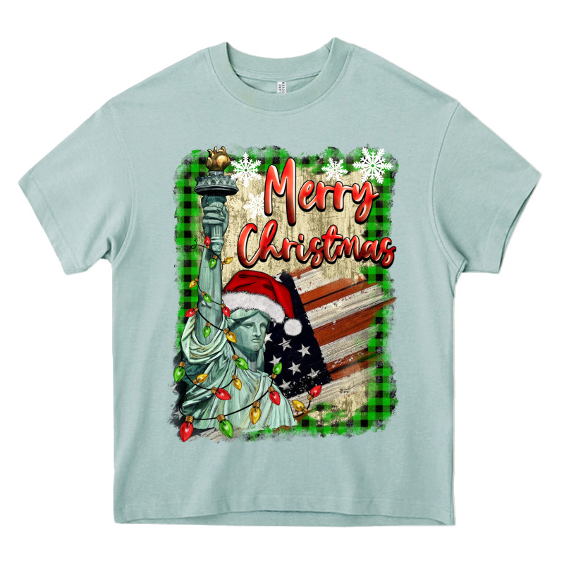 Merry Christmas  Statue Of Liberty Heavy Core Tee by BarkalooDesign | Teevron