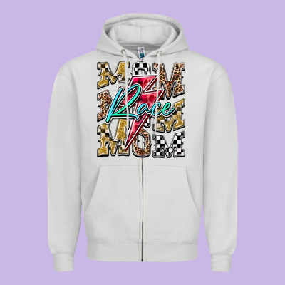 Mom Race Zipper Hoodie Designed By Racoondesign