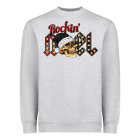Heather Grey rockin noel skull Heavyweight Sweatshirt - CowhideDigitalArt