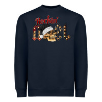 Navy rockin noel skull Heavyweight Sweatshirt - CowhideDigitalArt