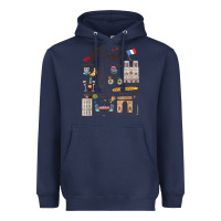 Navy paris bonjour eiffel tower paris lover paris traveling vacay Heavyweight Hoodie - trangStudio