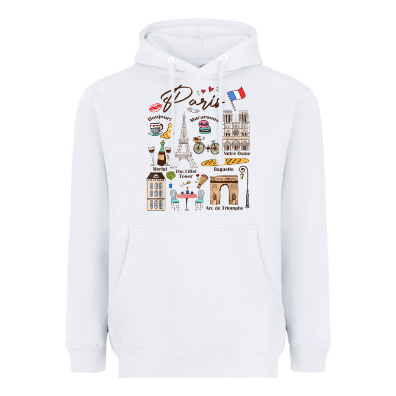 Paris Bonjour Eiffel Tower Paris Lover Paris Traveling Vacay Heavyweight Hoodie by trangStudio | Teevron