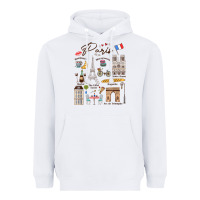 White paris bonjour eiffel tower paris lover paris traveling vacay Heavyweight Hoodie - trangStudio