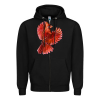 Black Flying Northern Cardinal Bird Zipper Hoodie - LillyAllenDesigns