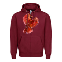Burgundy Flying Northern Cardinal Bird Zipper Hoodie - LillyAllenDesigns
