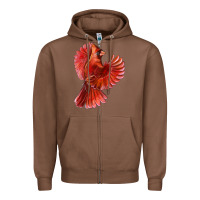 Chestnut Flying Northern Cardinal Bird Zipper Hoodie - LillyAllenDesigns