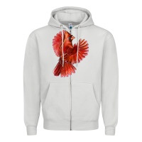 Dove Grey Flying Northern Cardinal Bird Zipper Hoodie - LillyAllenDesigns
