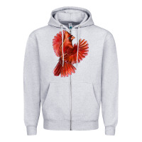 Heather Grey Flying Northern Cardinal Bird Zipper Hoodie - LillyAllenDesigns