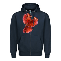 Navy Flying Northern Cardinal Bird Zipper Hoodie - LillyAllenDesigns