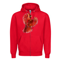 Red Flying Northern Cardinal Bird Zipper Hoodie - LillyAllenDesigns