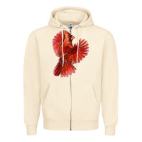 Sandshell Flying Northern Cardinal Bird Zipper Hoodie - LillyAllenDesigns