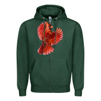 Sports Green Flying Northern Cardinal Bird Zipper Hoodie - LillyAllenDesigns