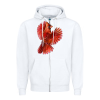 White Flying Northern Cardinal Bird Zipper Hoodie - LillyAllenDesigns