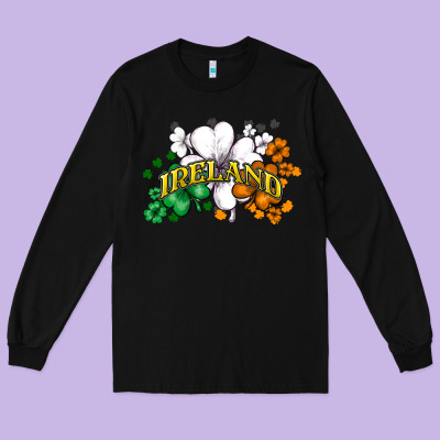 St. Patrick's Ireland Flag Long Sleeve Tee Designed By Howdyjamesfarm